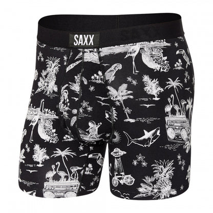 Saxx Ultra Super Soft Boxer Brief Fly 2023 BLACK ASTRO SURF AND TURF