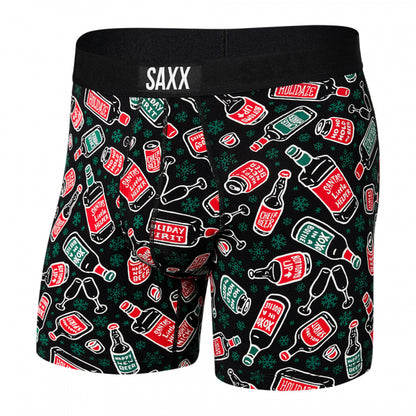 Saxx Ultra Super Soft Boxer Brief Fly 2023 HOLIDAY SPIRITS- BLACK