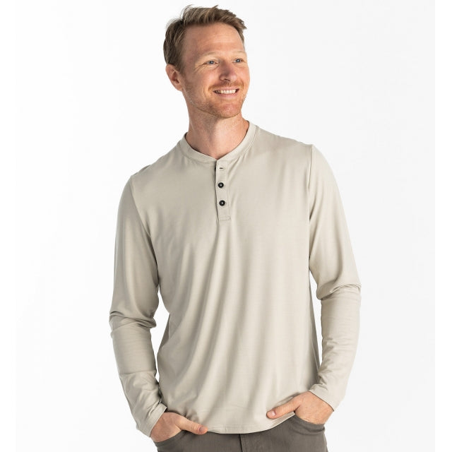 Free Fly Bamboo Flex Long Sleeve Henley Sandstone