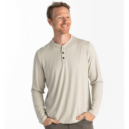 Free Fly Bamboo Flex Long Sleeve Henley Sandstone