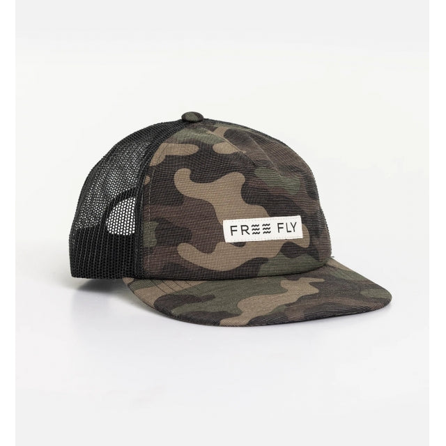 Free Fly Apparel Reverb Packable Trucker Hat Woodland Camo Print
