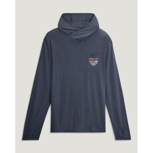 Free Fly Apparel Bamboo Lightweight Graphic Hoodie Blue Edge Storm Cloud