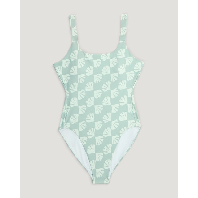 Free Fly Apparel Wavebound One Piece Suit Sea Scallop Print Ocean Mist