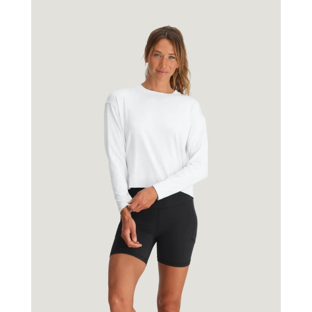 Free Fly Apparel Bamboo Shade Crossover Long Sleeve Bright White