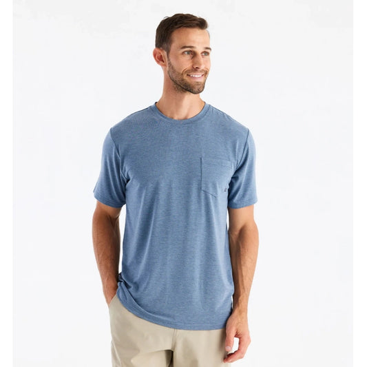 Free Fly Apparel Bamboo Flex Pocket Tee Heather Deepwater