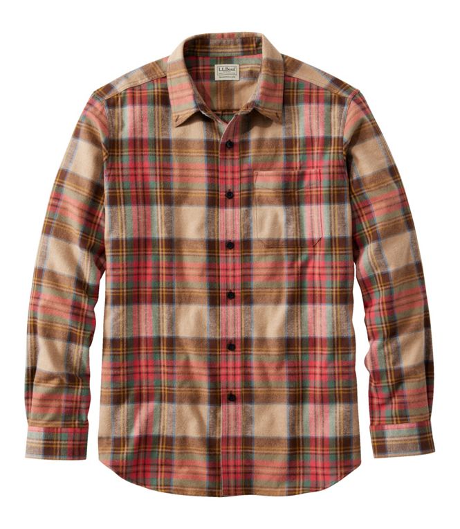 Mens Long Sleeve Scotch Plaid Flannel Shirt Regular Ll Bean