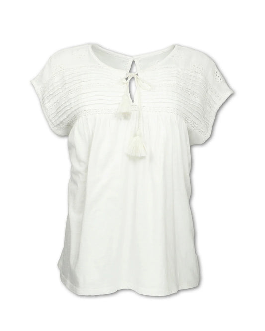 W EYELET KNIT TEE