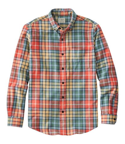 Ll Bean Mens Scotch Plaid Flannel Shirt Button Down Slightly Fitted Regular Washed Buchanan