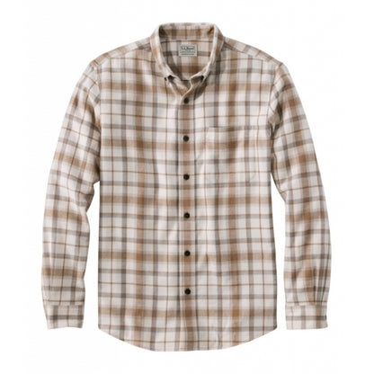 Ll Bean Brand Scotch Plaid Flannel Shirt Button Down Slightly Fitted Regular Bean of Freeport Natural