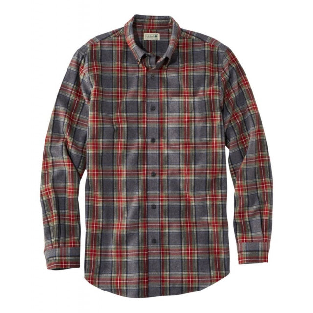 Ll Bean Brand Scotch Plaid Flannel Shirt Button Down Slightly Fitted Regular Grey Stewart