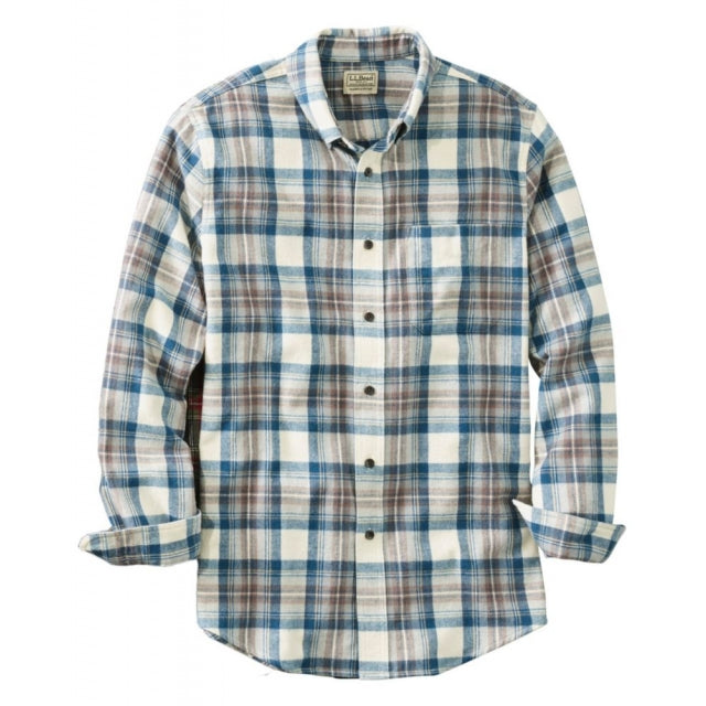 Ll Bean Brand Scotch Plaid Flannel Shirt Button Down Slightly Fitted Regular Indigo Tartan