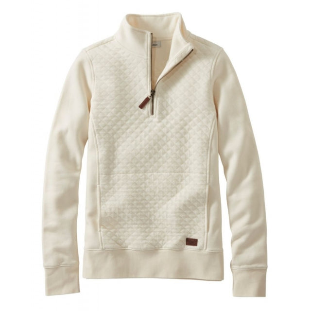 Ll Bean Brand Quilted Sweatshirt 1/4 Zip Pullover Long Sleeve Regular Cream