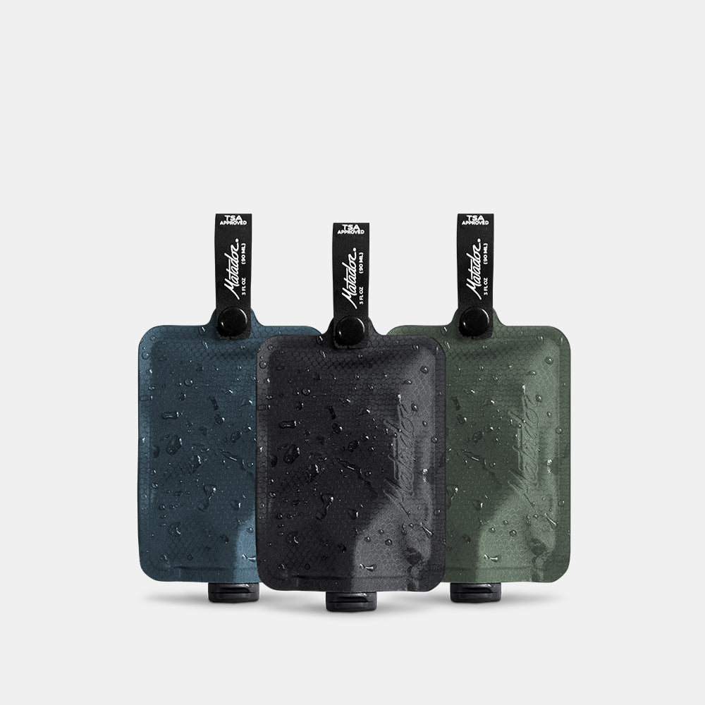 Matador Flatpak Toiletry Bottle (3-pack) Charcoal/SlateBlu/Sage