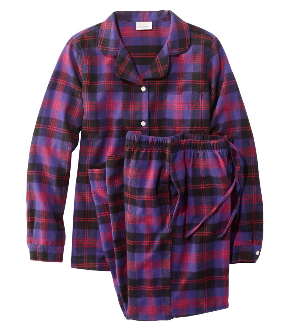 Ll Bean Womens Scotch Plaid Flannel Pajamas Plaid Regular Angus