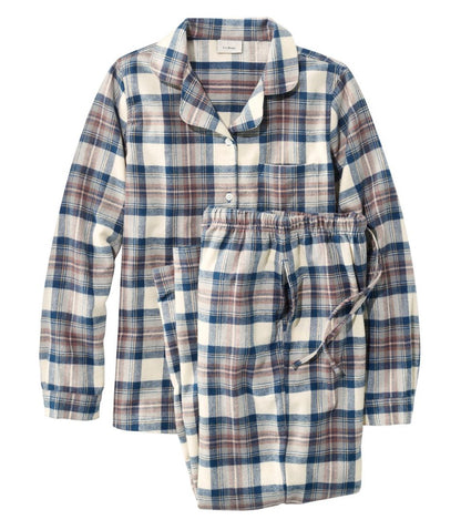 Ll Bean Womens Scotch Plaid Flannel Pajamas Plaid Regular Indigo Tartan