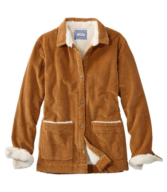 Womens Comfort Corduroy Relaxed Shirt Sherpa Lined Regular