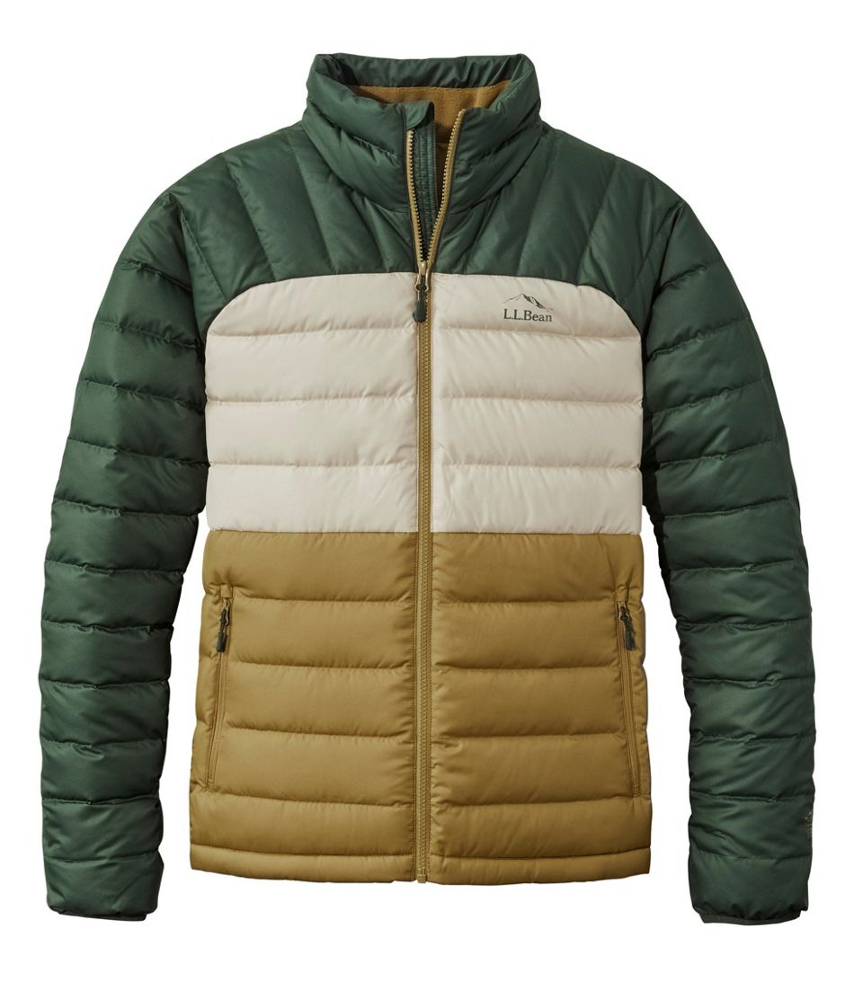 Ll Bean Mens Bean's Down Jacket Colorblock Regular Fatigue Green/Deep Balsam