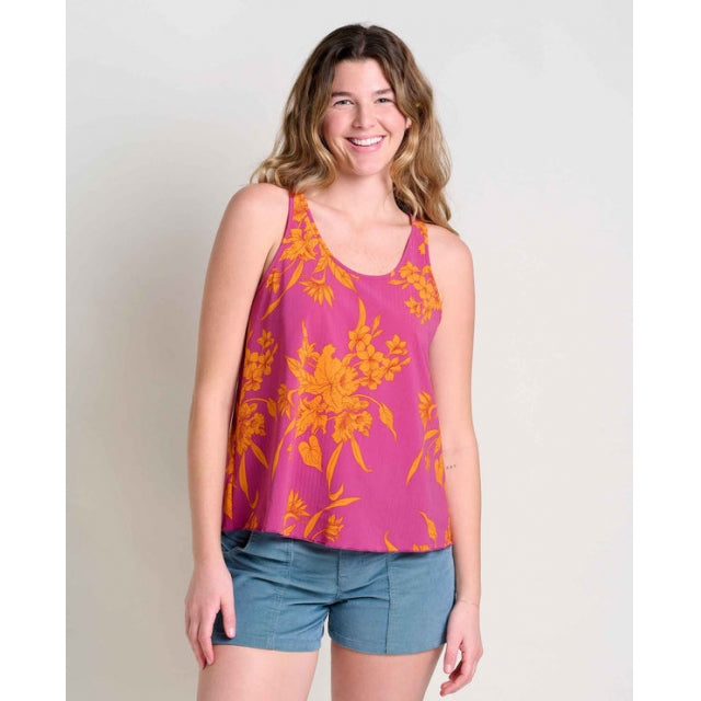 Toad & Co W Sunkissed Tank Flame Leaf Texture Print