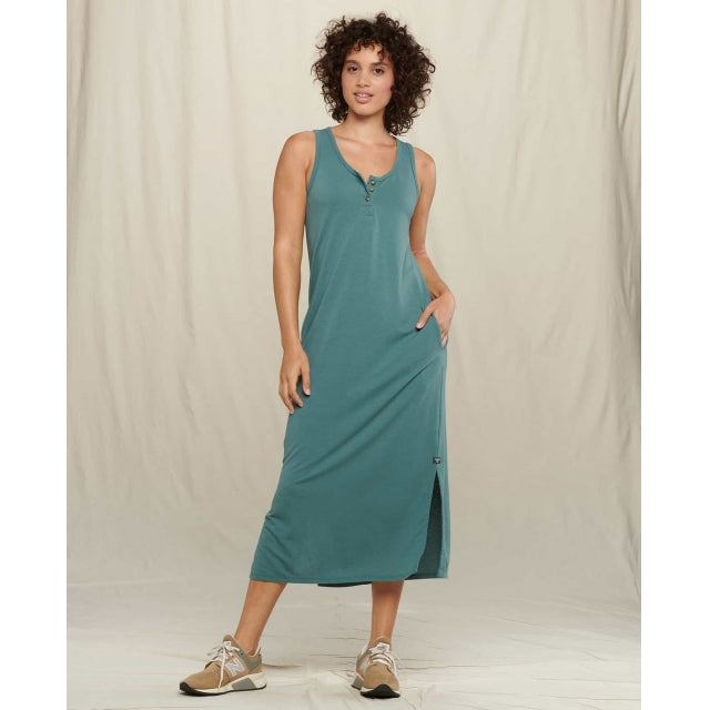 Toad & Co W Piru Henley Midi Tank Dress Silver Pine