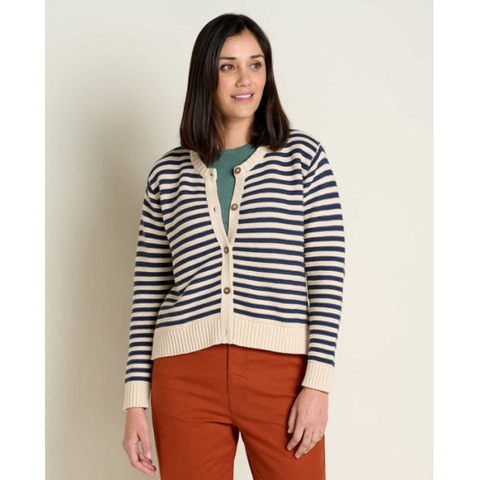 Toad & Co W Bianca Crew Cardigan True Navy Stripe