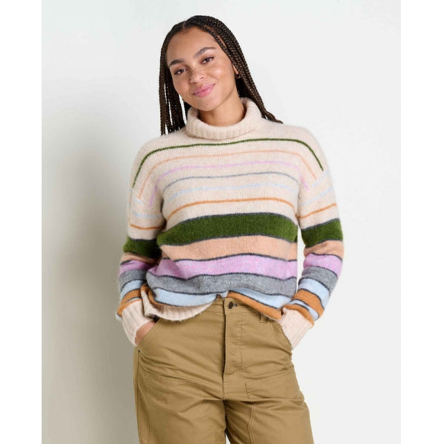 Toad & Co W Toddy T-neck Sweater Oatmeal Stripe