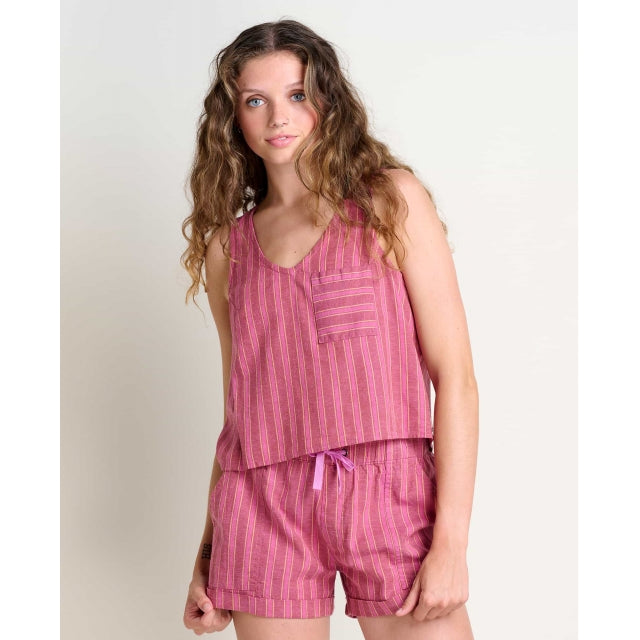 Toad & Co W Taj Hemp Button Back Tank Ii Tulip Stripe