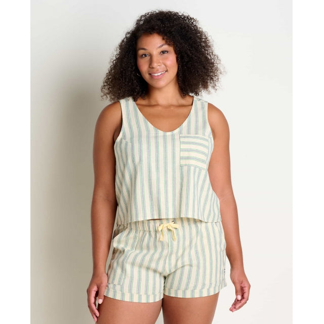 Toad & Co W Taj Hemp Button Back Tank Ii Barley Stripe