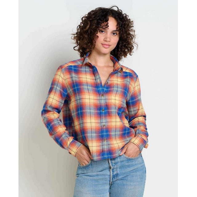 Toad & Co W Re-form Flannel Boxy Ls Shirt Straw Multi Ombre