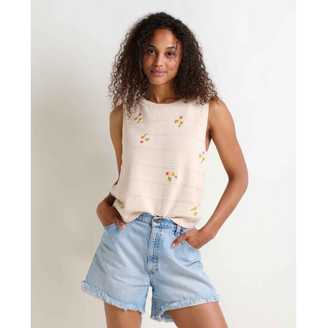 Toad&co Bianca Crew Tank Embroidered Natural Embroidery