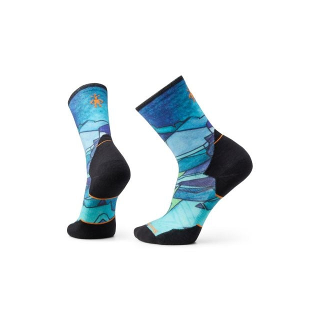 Smartwool Athlete Edition Run Print Crew Socks CASCADE GREEN