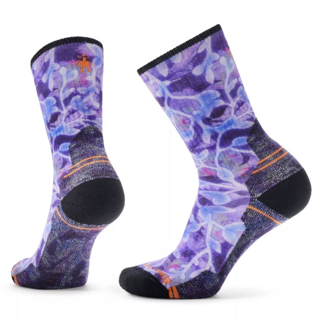 Smartwool Hike Light Cushion Floral Print Crew Socks PURPLE IRIS