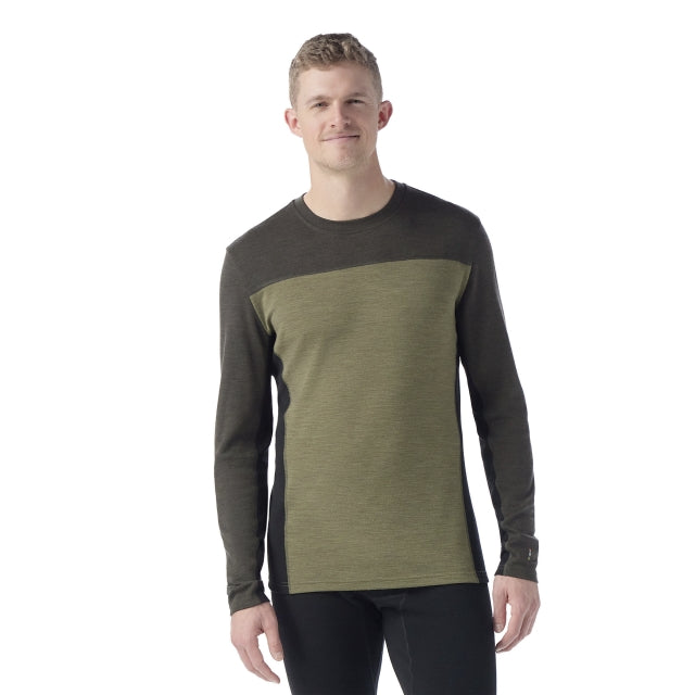 Smartwool Classic Thermal Merino Base Layer Colorblock Crew WINTER MOSS-NORTH WOODS