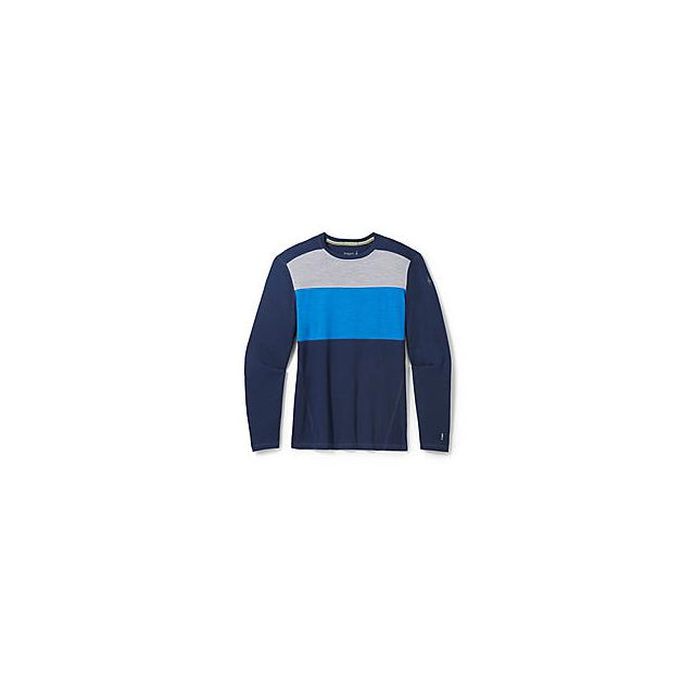 Smartwool Classic Thermal Merino Base Layer Colorblock Crew DEEP NAVY-LAGUNA BLUE