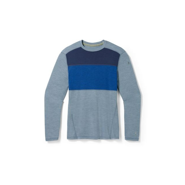 Smartwool Classic Thermal Merino Base Layer Colorblock Crew PEWTER BLUE HEATHER