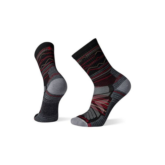 Smartwool Hike Light Cushion Mountain Range Pattern Crew Socks BLACK