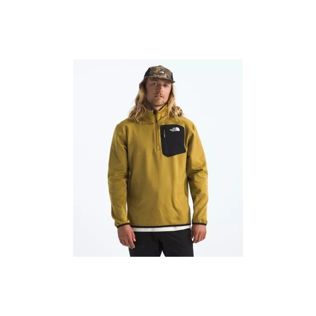 The North Face Mens Crest 1/4 Zip Amber Green/TNF Black