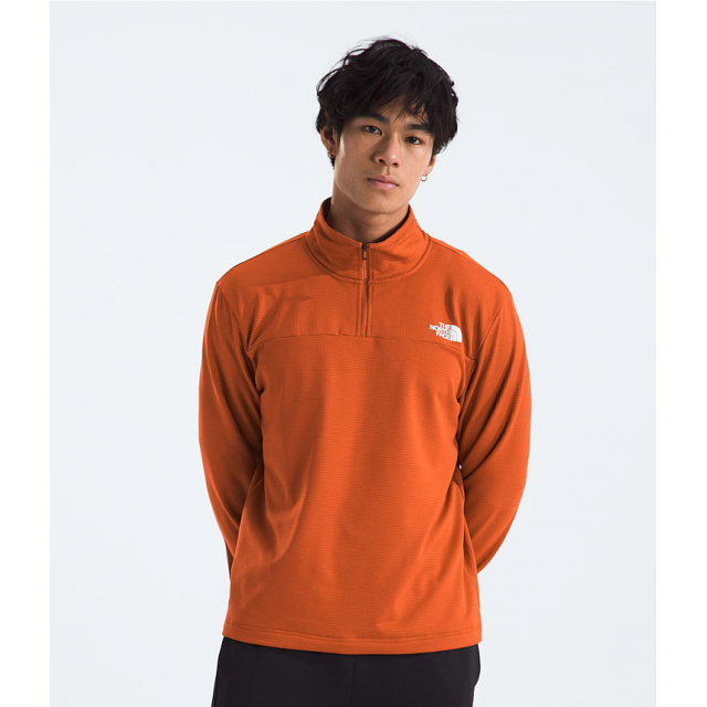 The North Face Mens Cedar Trail Grid Fleece 1/4 Zip Earthen Copper