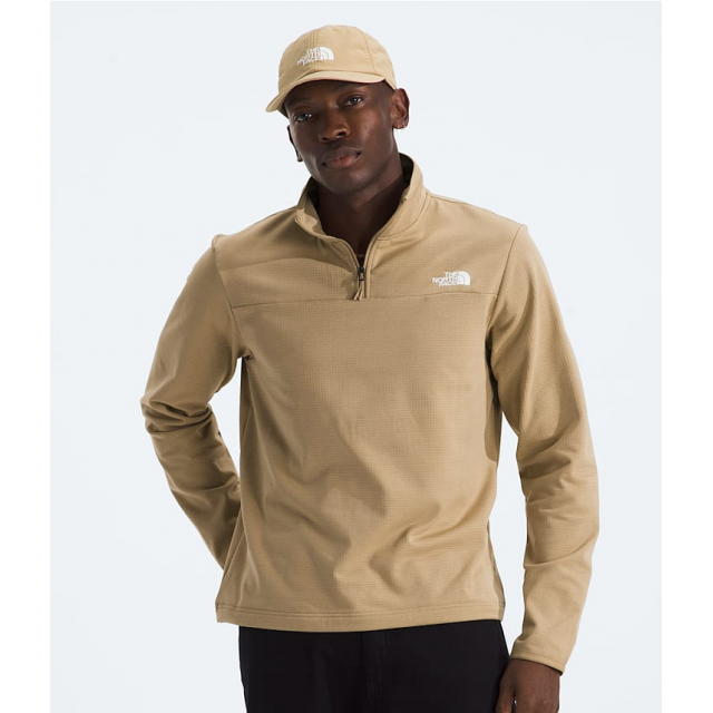 The North Face Mens Cedar Trail Grid Fleece 1/4 Zip Khaki Stone