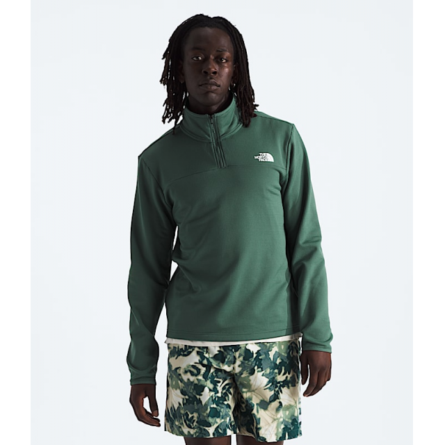 The North Face Cedar Trail Grid Fleece ¼ Zip Duck Green