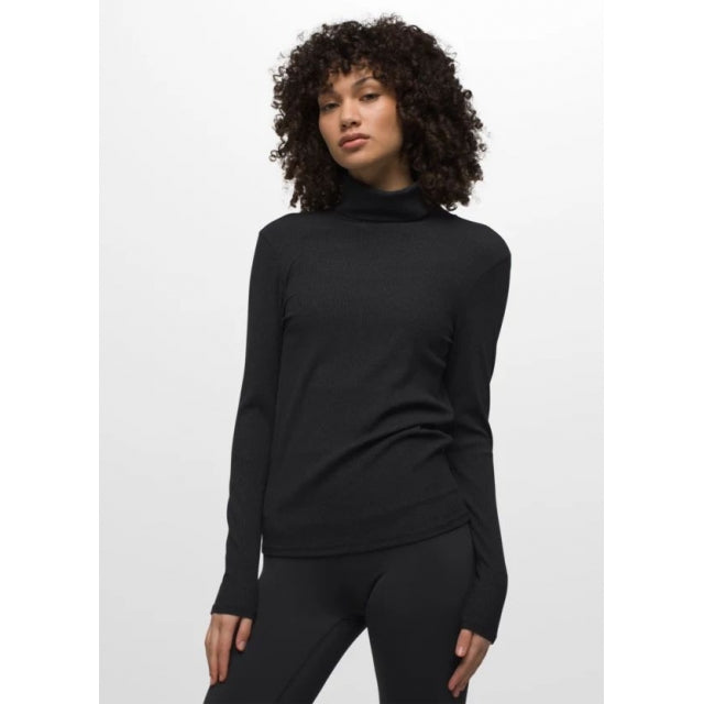 Prana W Foundation Rib Turtleneck BLACK HEATHER