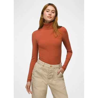 Prana W Foundation Rib Turtleneck TERRACOTTA HEATHER