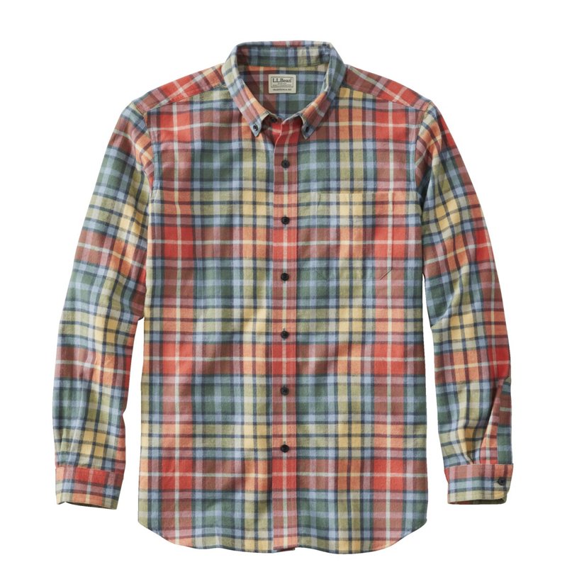 Mens Long Sleeve Scotch Plaid Flannel Shirt Regular Ll Bean