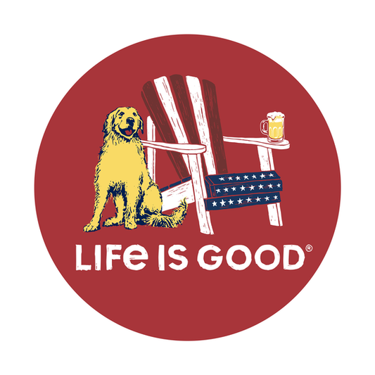 LIFE IS GOOD AMERICAN ADIRONDACK BEER 4" CIRCLE STICK Faded Red