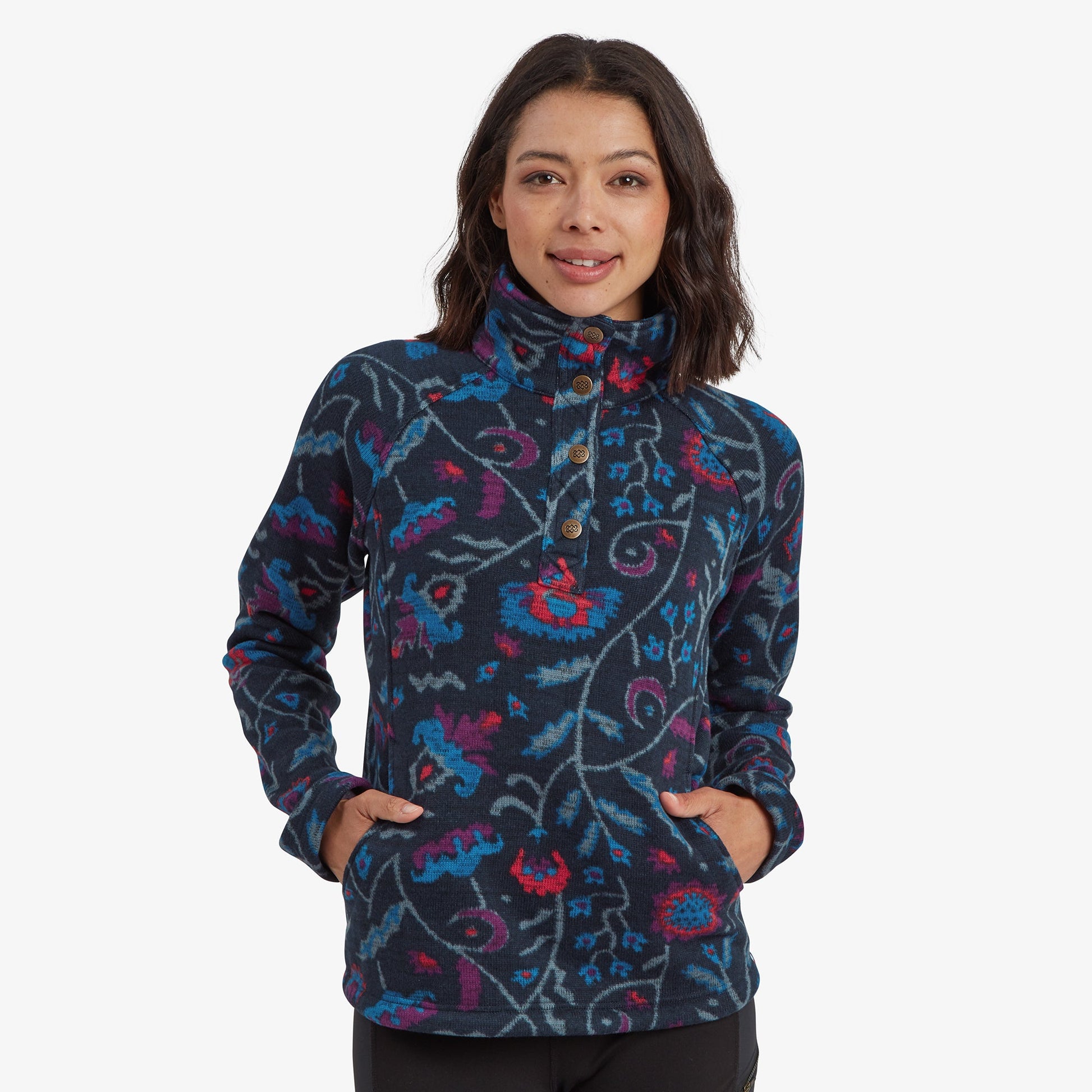 Sherpa Adventure Gear Womens Bhutan Pullover RATHEE BLUE FLORAL