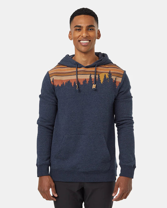 Tentree Mens Retro Juniper Hoodie Midnight Blue Heather/Sandstone