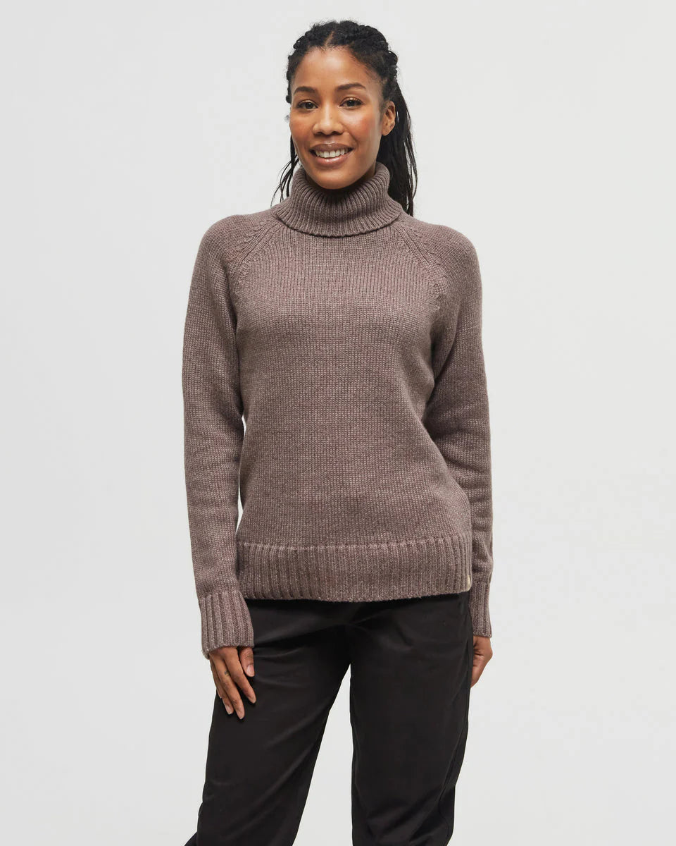 Tentree Women's Highline Wool Turtleneck Sweater Dark Elkwood Heather