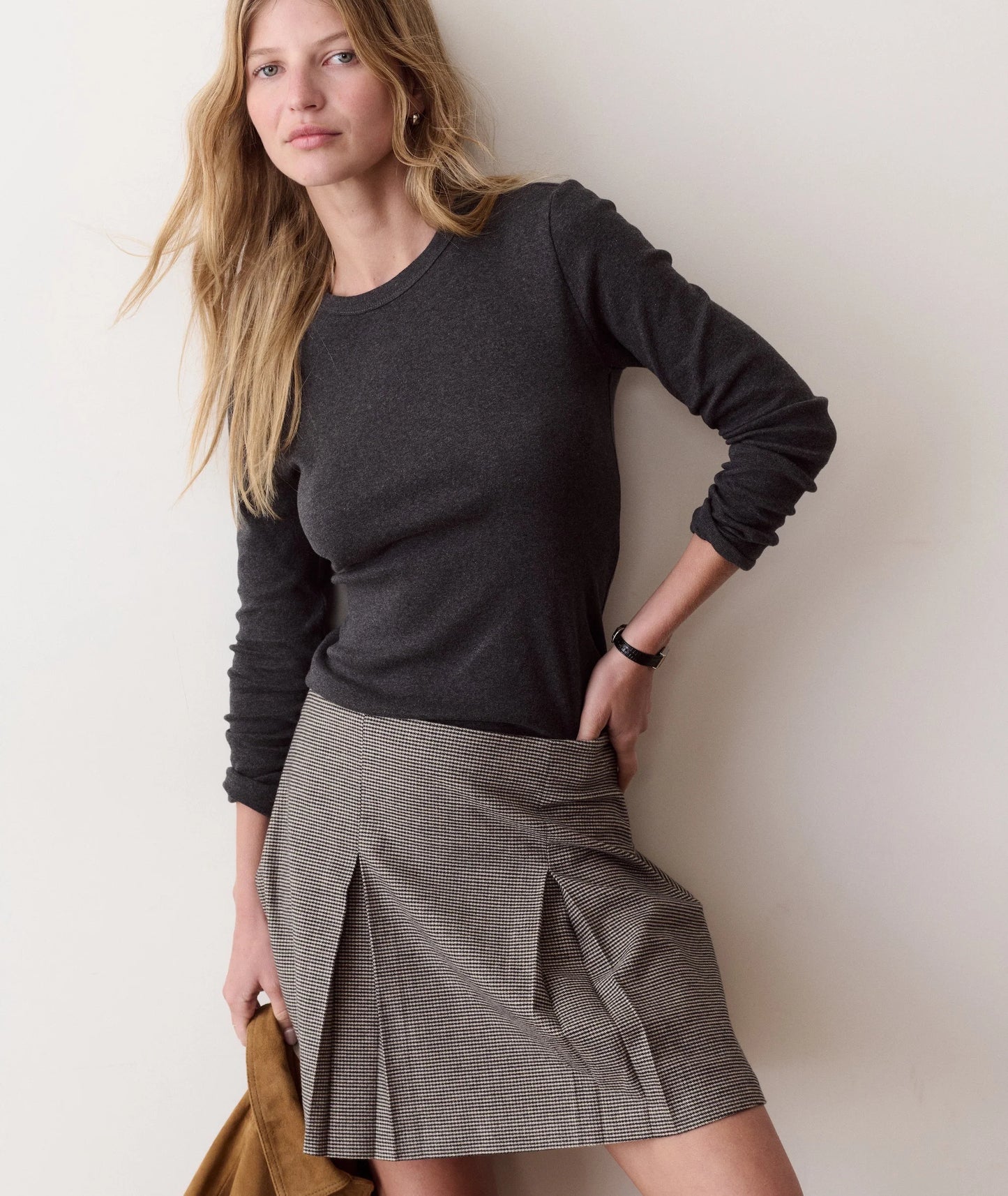 W Mini Rib Long Sleeve Crew Tee