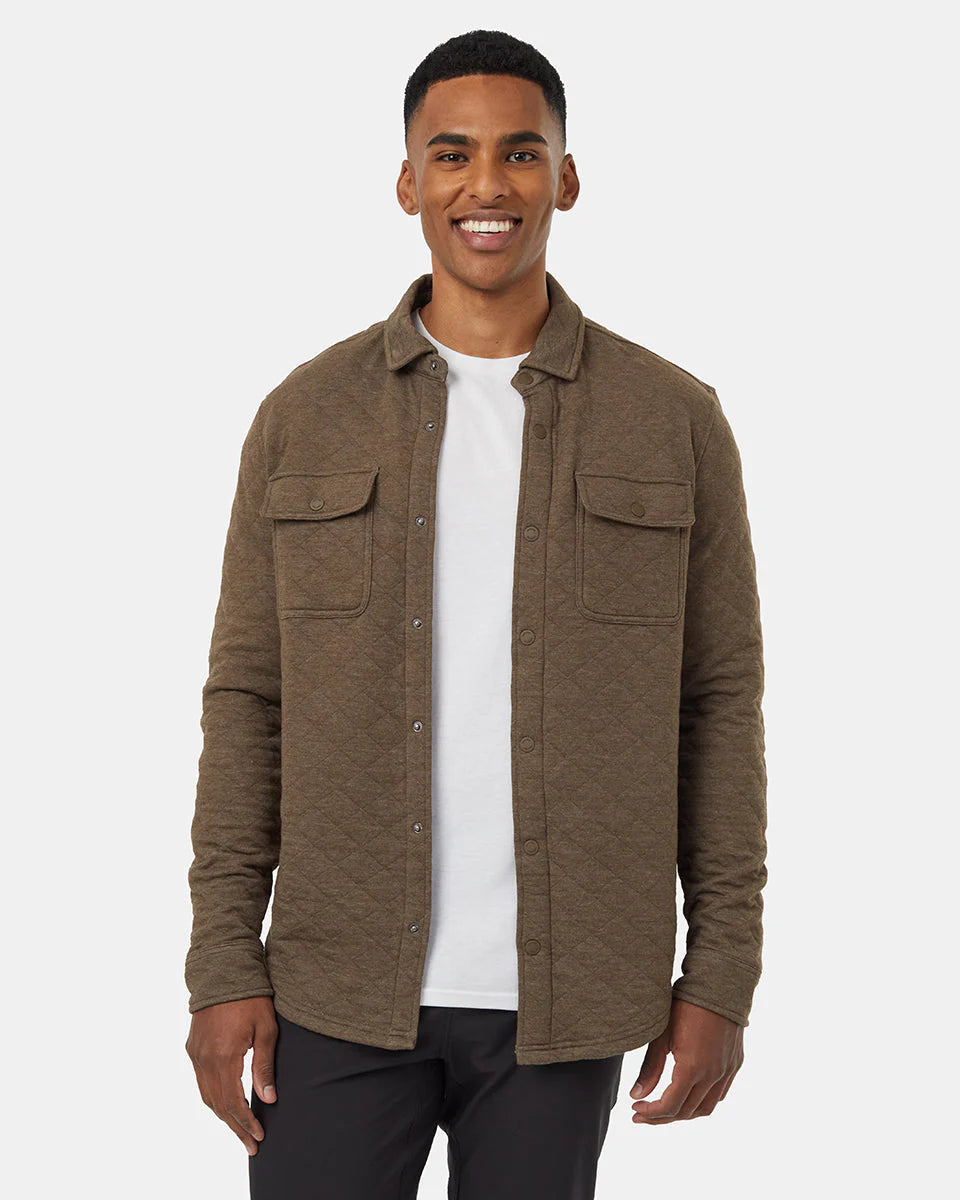 Tentree Mens Colville Quilted Shacket Tundra Heather
