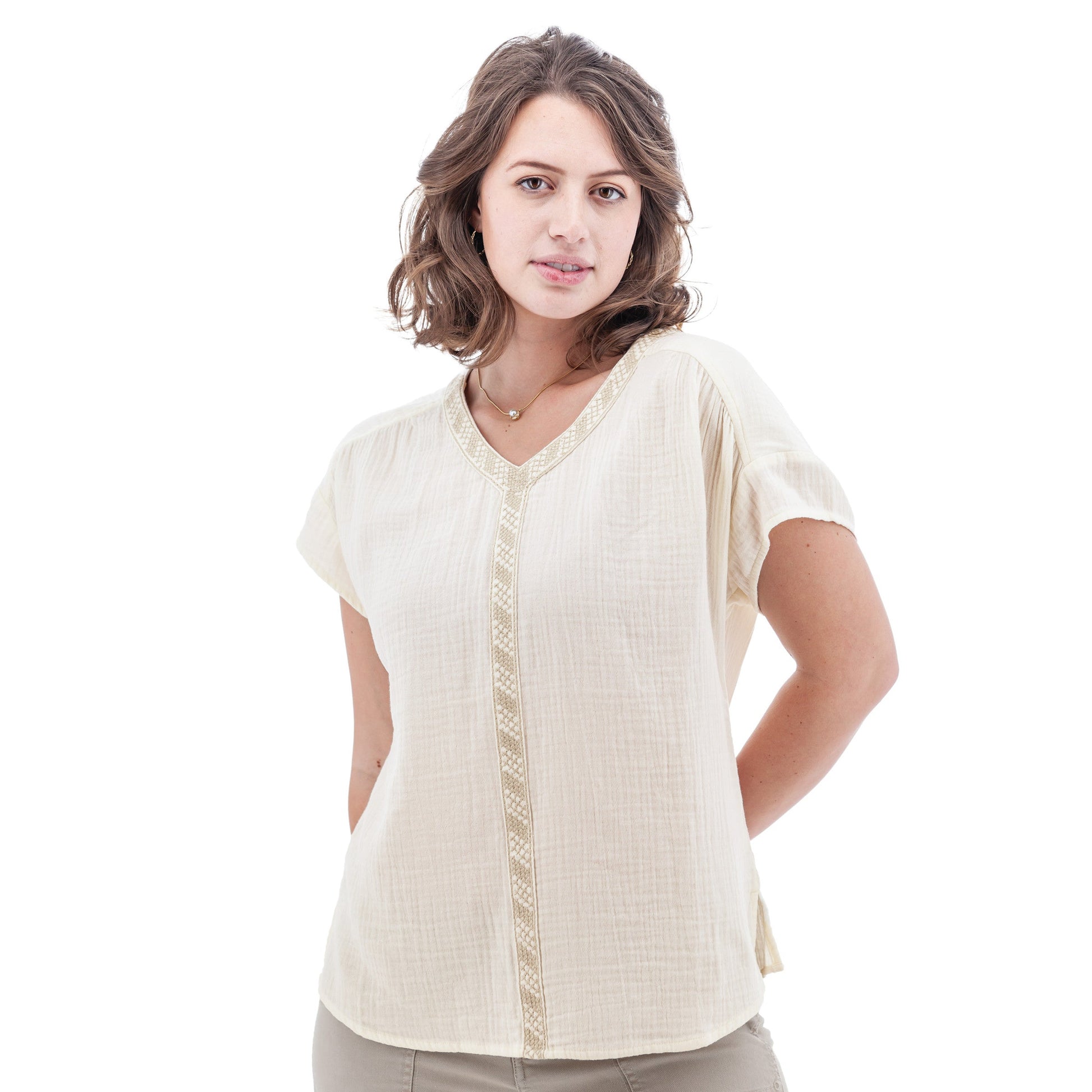 Aventura W Kelford Short Sleeve Top Egret