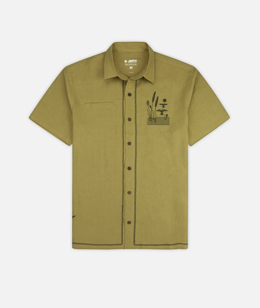 M Marshall Embroidered Linen Shirt
